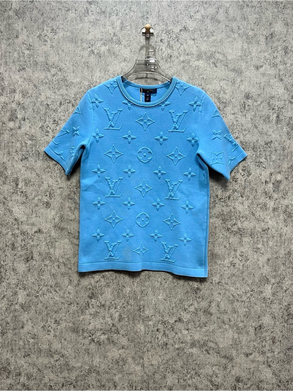 Louis Vuitton Sky Blue Embossed Monogram Short Sleeve Tee